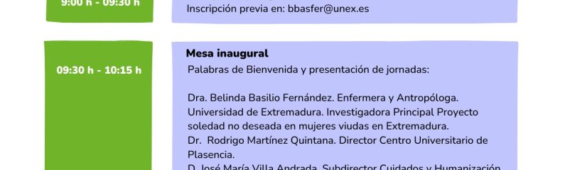 Primeras Jornadas de Difusión de Soledad No Deseada y Viudedad de Extremadura