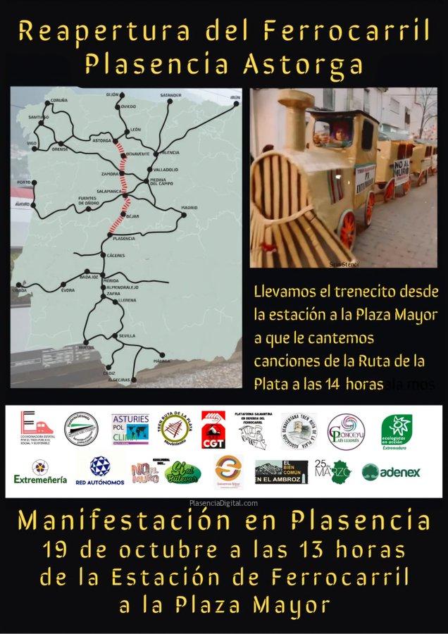 Manifestación reapertura ferrocarril Plasencia - Astorga